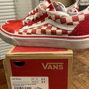 Women’s Vans Old Skool Red Primary Check women’s 8